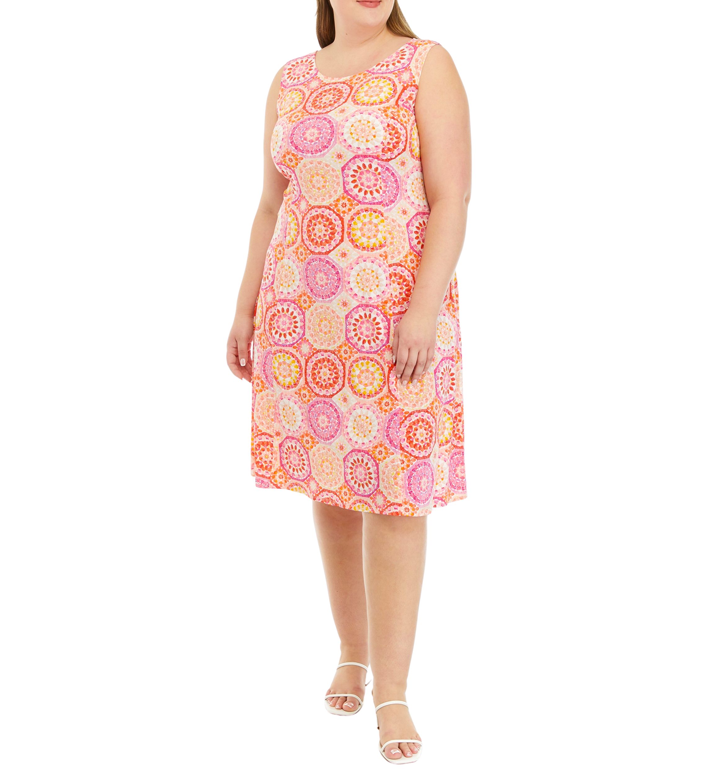 Plus Size 3/4 Sleeve Abstract Print Dress with Jacket
