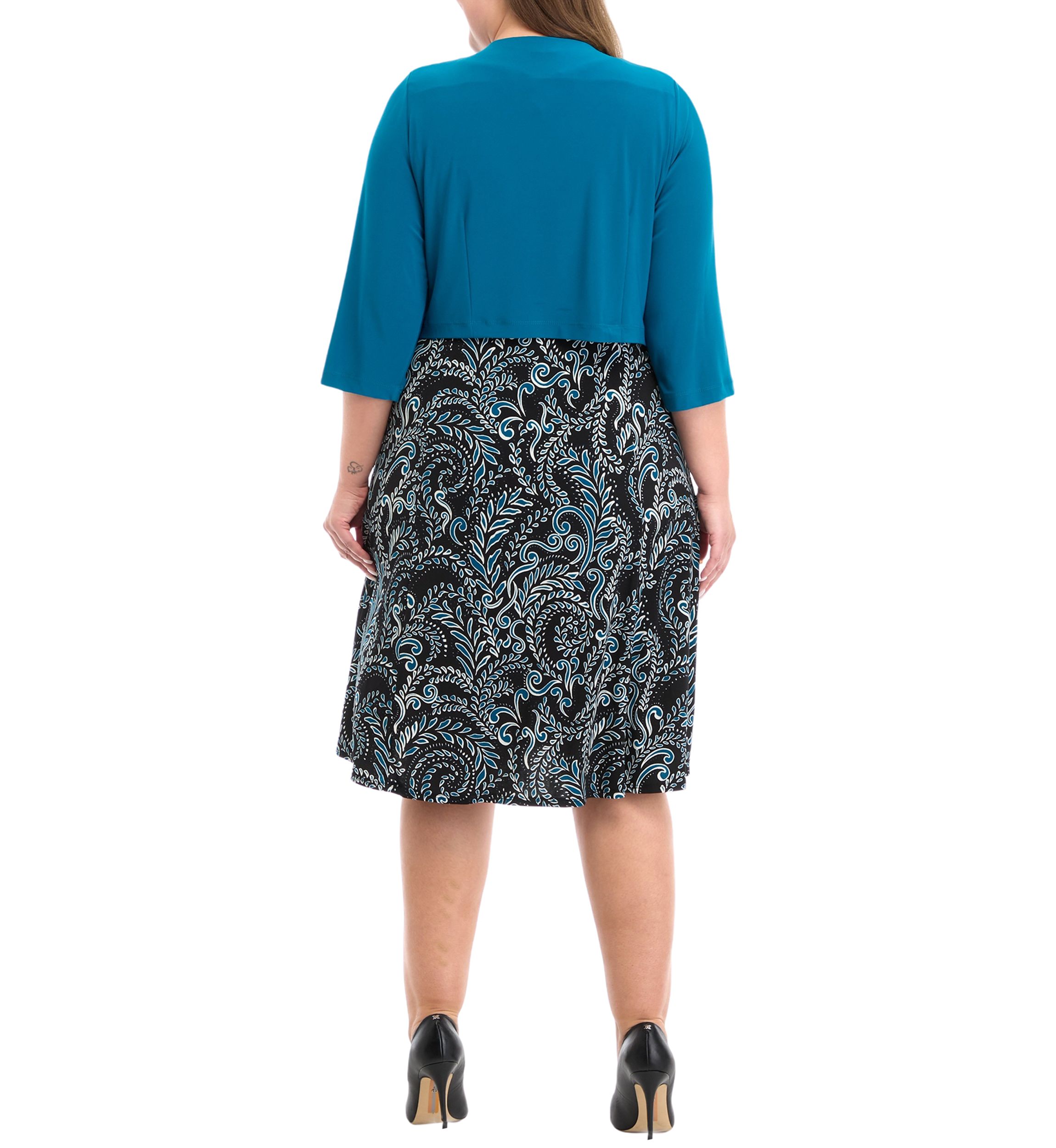Plus Size 3/4 Sleeve Jacket Dress