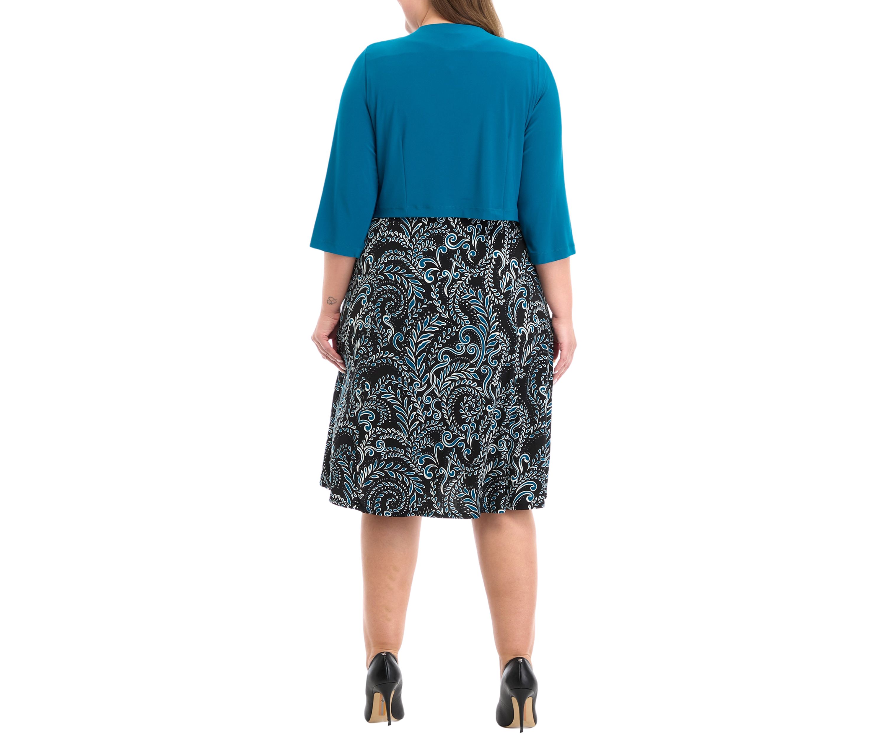 Plus Size 3/4 Sleeve Jacket Dress