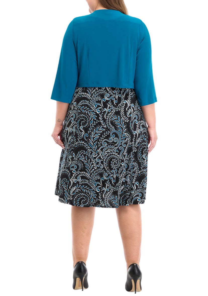 Plus Size 3/4 Sleeve Jacket Dress