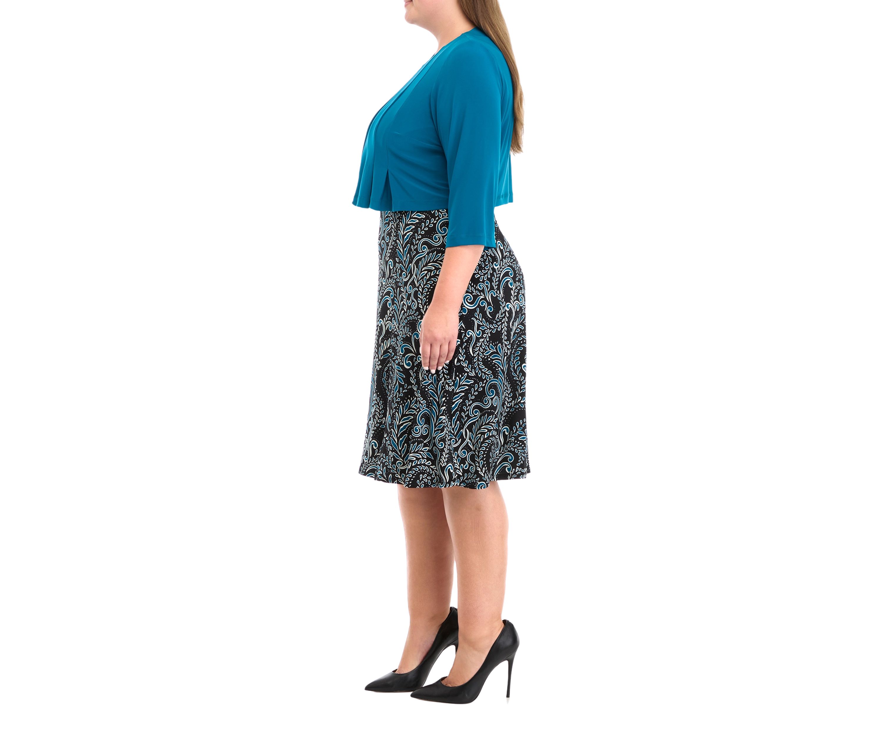 Plus Size 3/4 Sleeve Jacket Dress