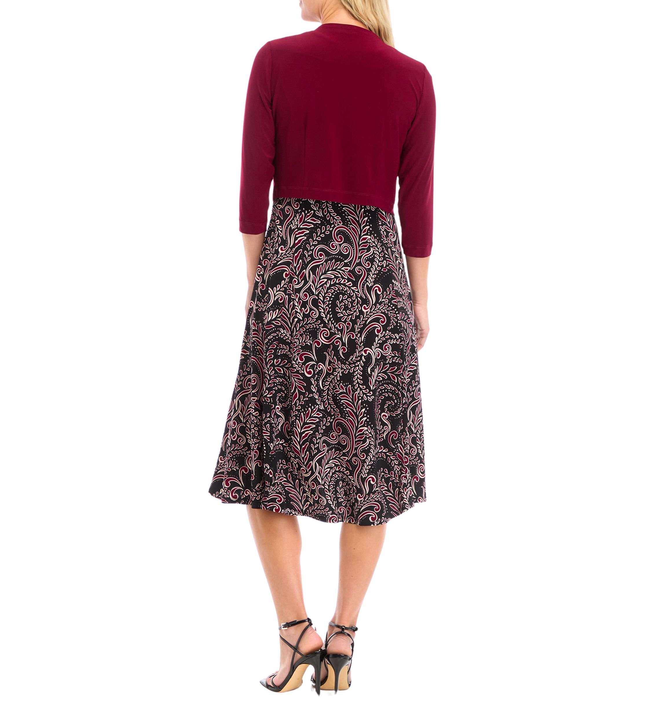Womens Printed Dress with Solid Jacket 