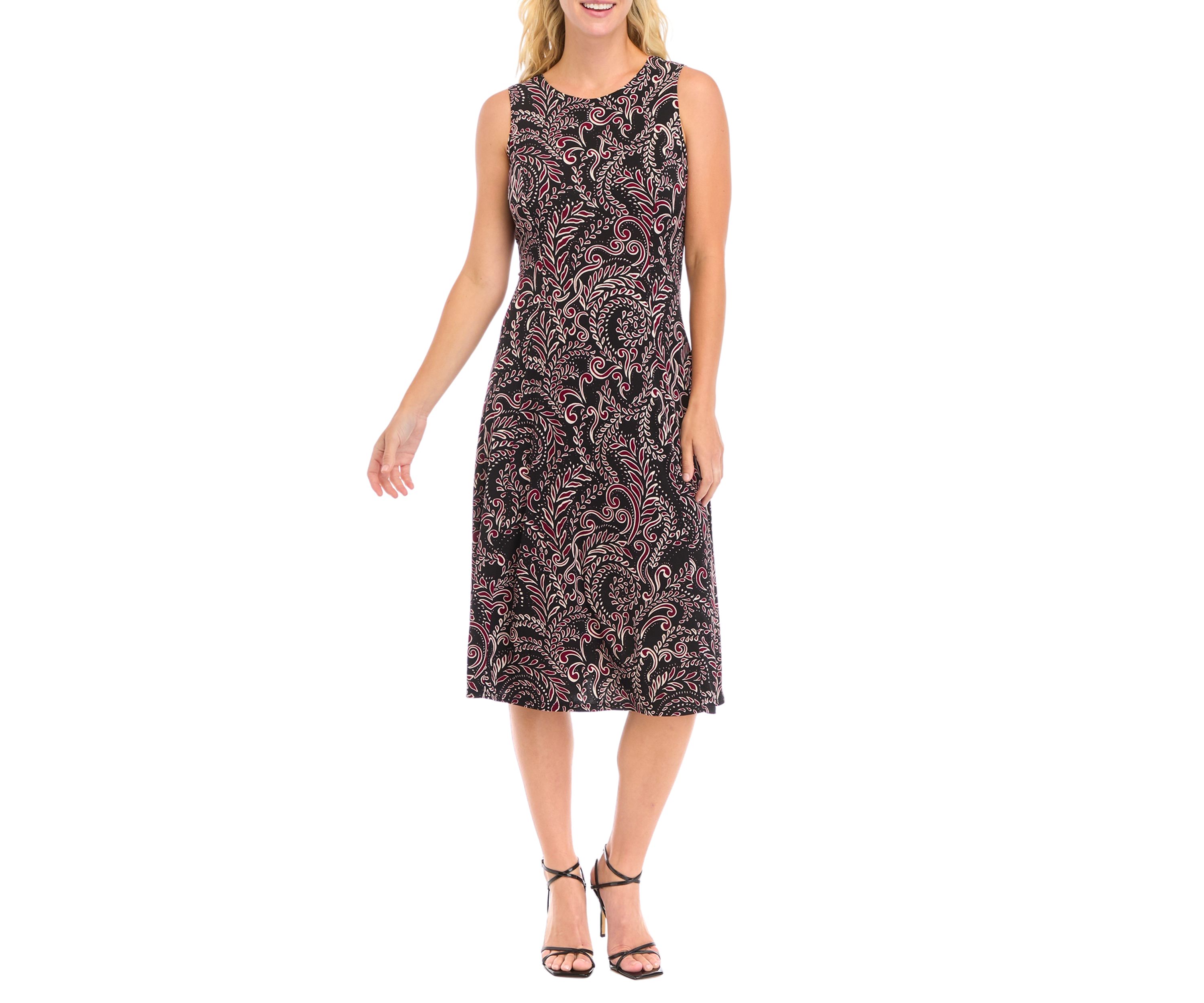 Womens Printed Dress with Solid Jacket 