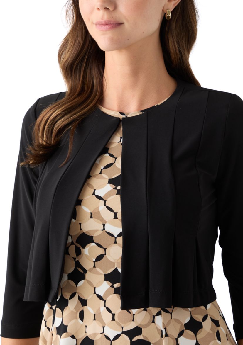 Womens Printed Dress with Three Quarter Sleeve Jacket