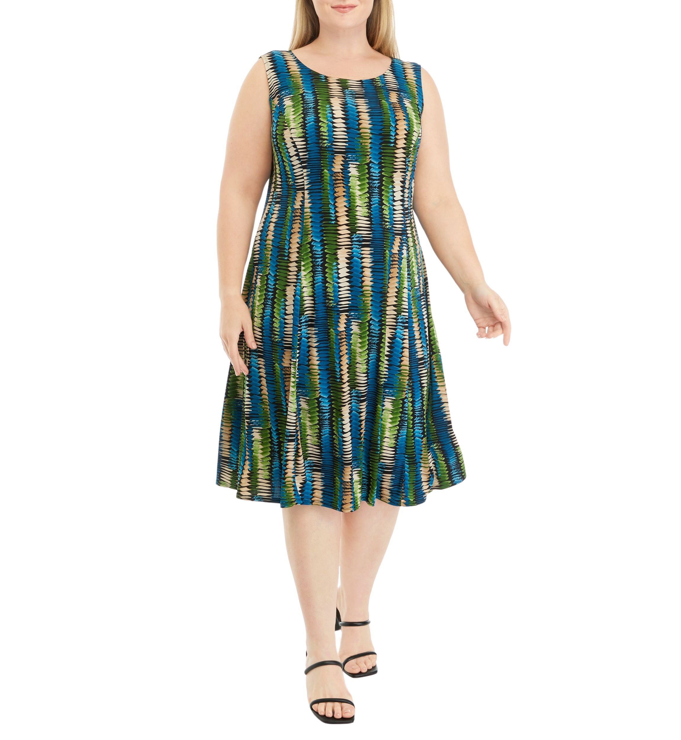 Plus Size 3/4 Sleeve Printed Jacket Dress