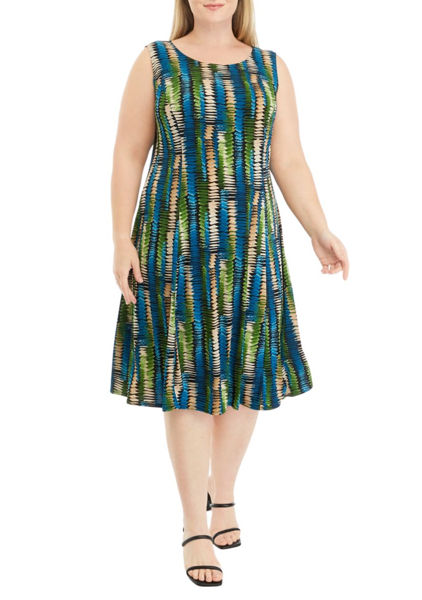 Plus Size 3/4 Sleeve Printed Jacket Dress