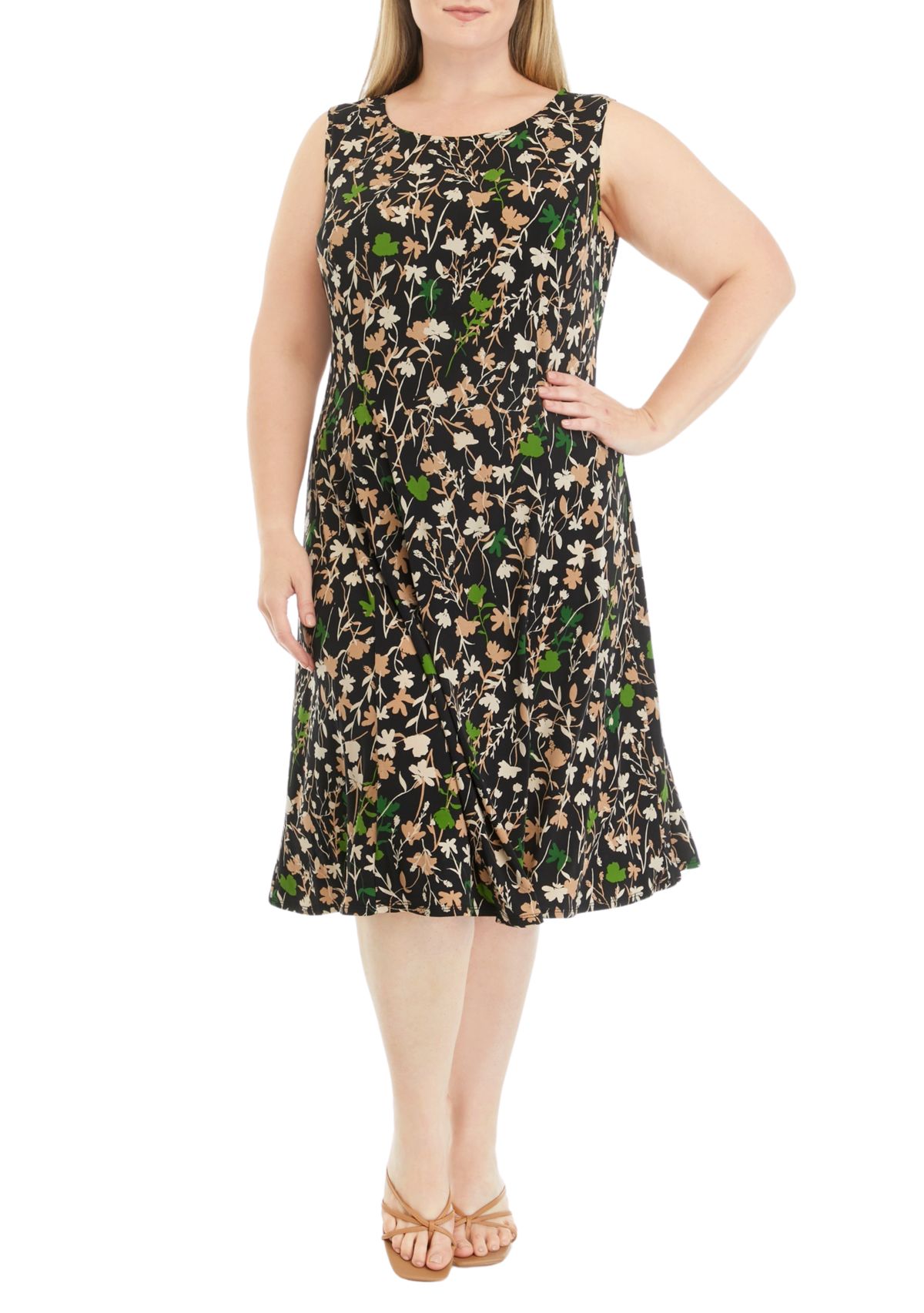 Plus Size 3/4 Sleeve Floral Print Jacket Dress