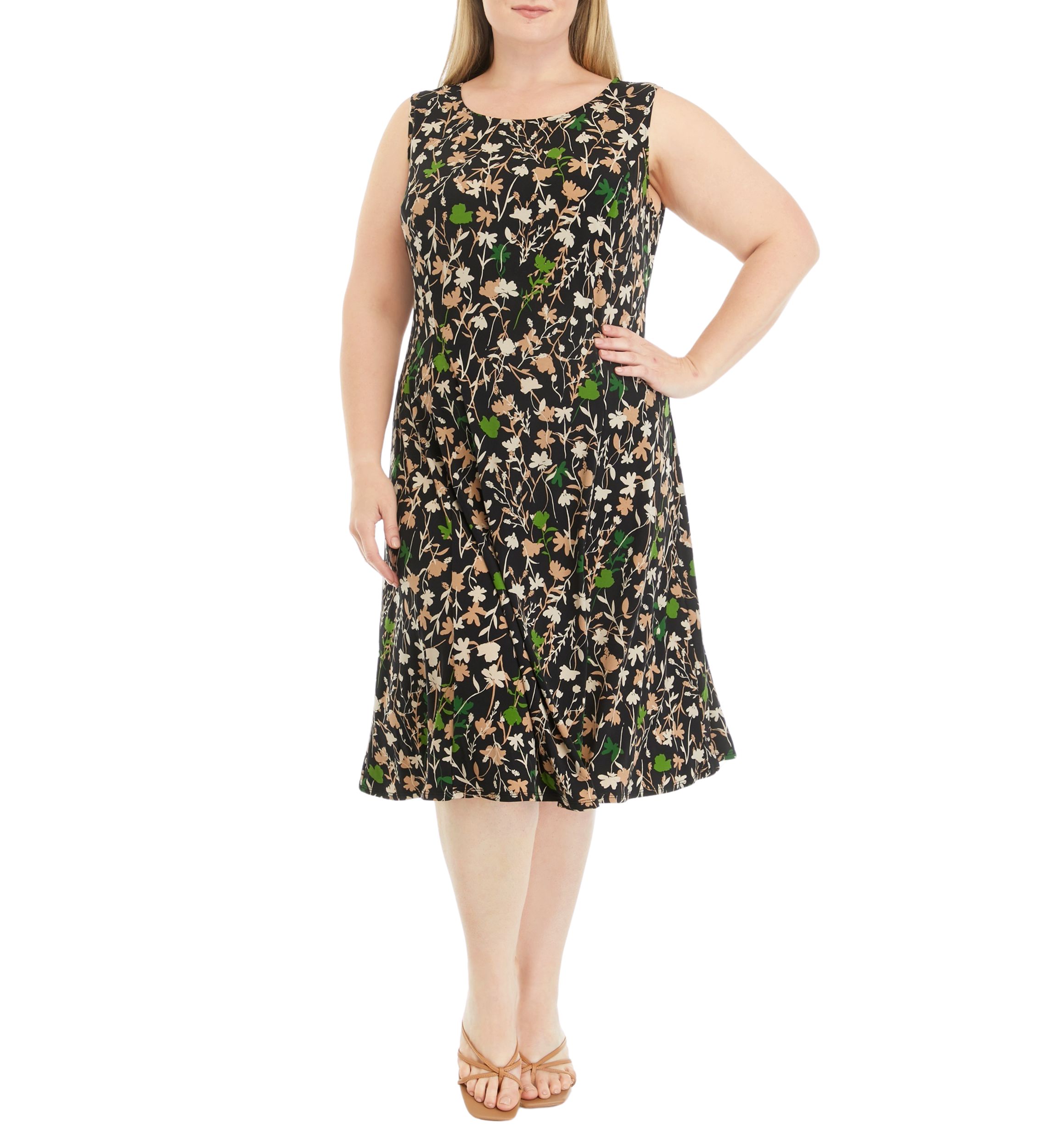 Plus Size 3/4 Sleeve Floral Print Jacket Dress