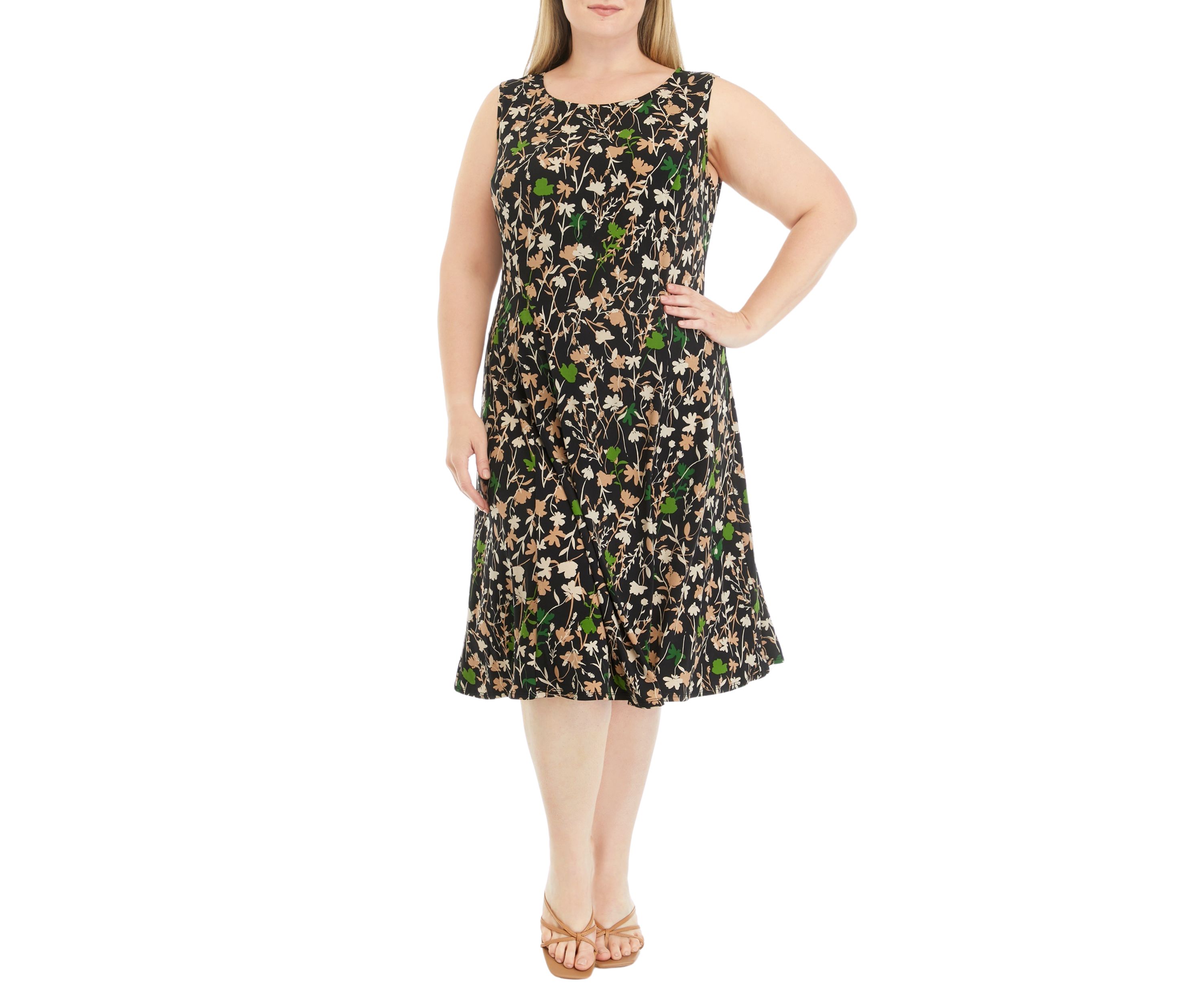 Plus Size 3/4 Sleeve Floral Print Jacket Dress
