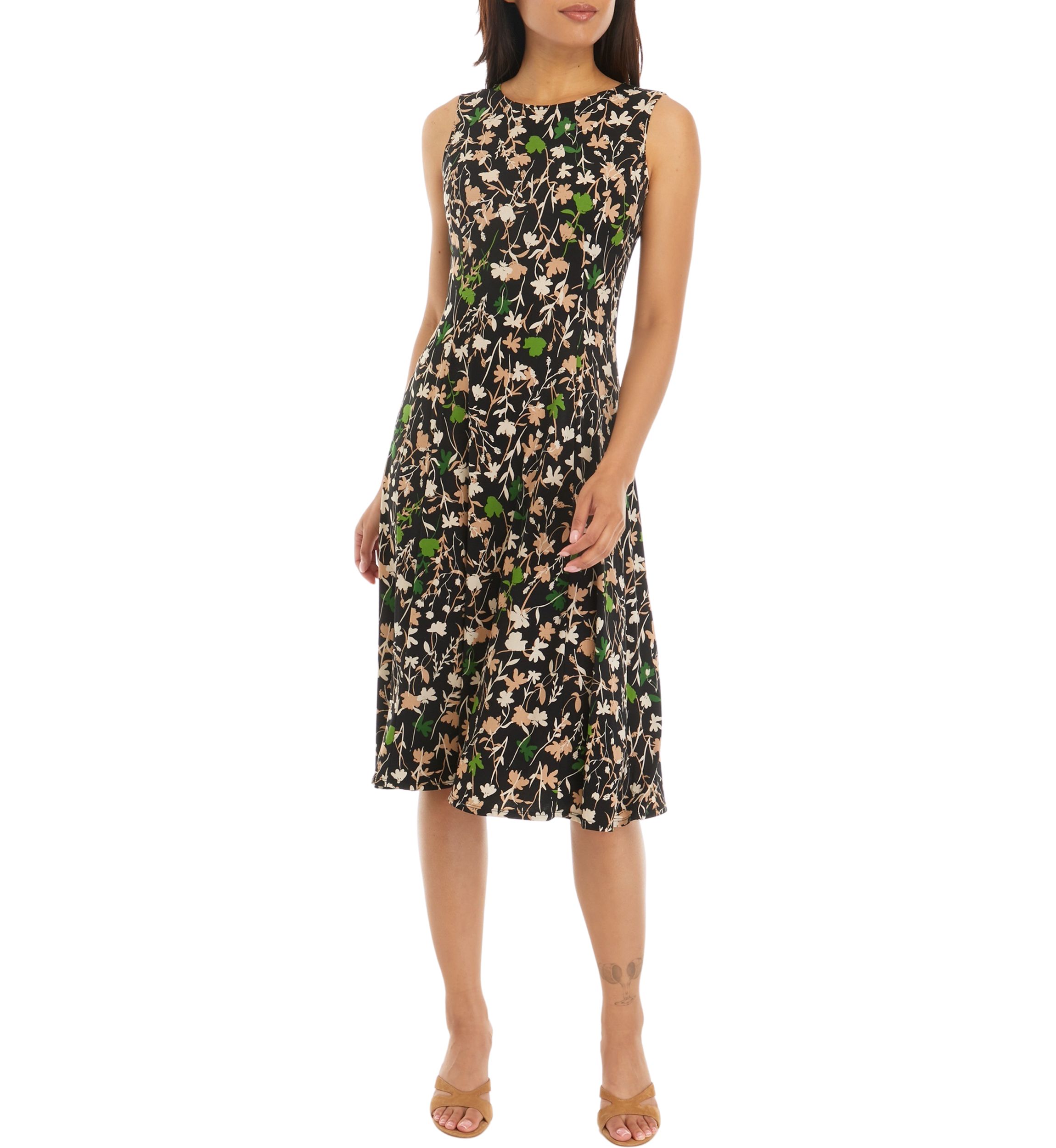 Womens 3/4 Sleeve Floral Printed Jacket Dress