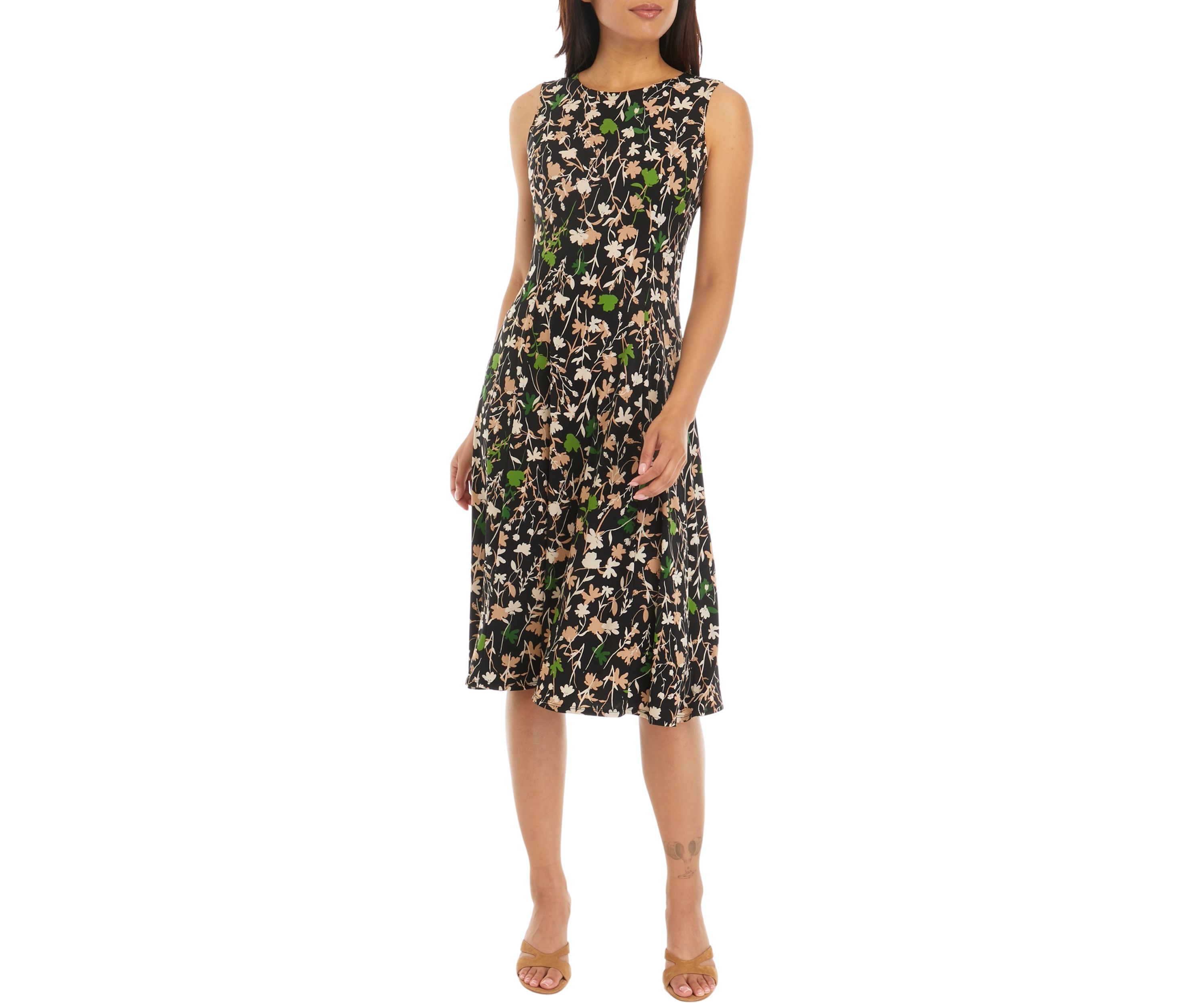 Womens 3/4 Sleeve Floral Printed Jacket Dress