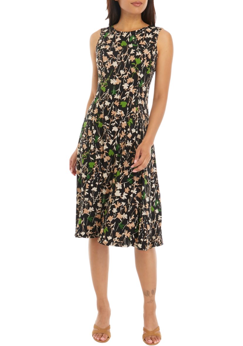Womens 3/4 Sleeve Floral Printed Jacket Dress