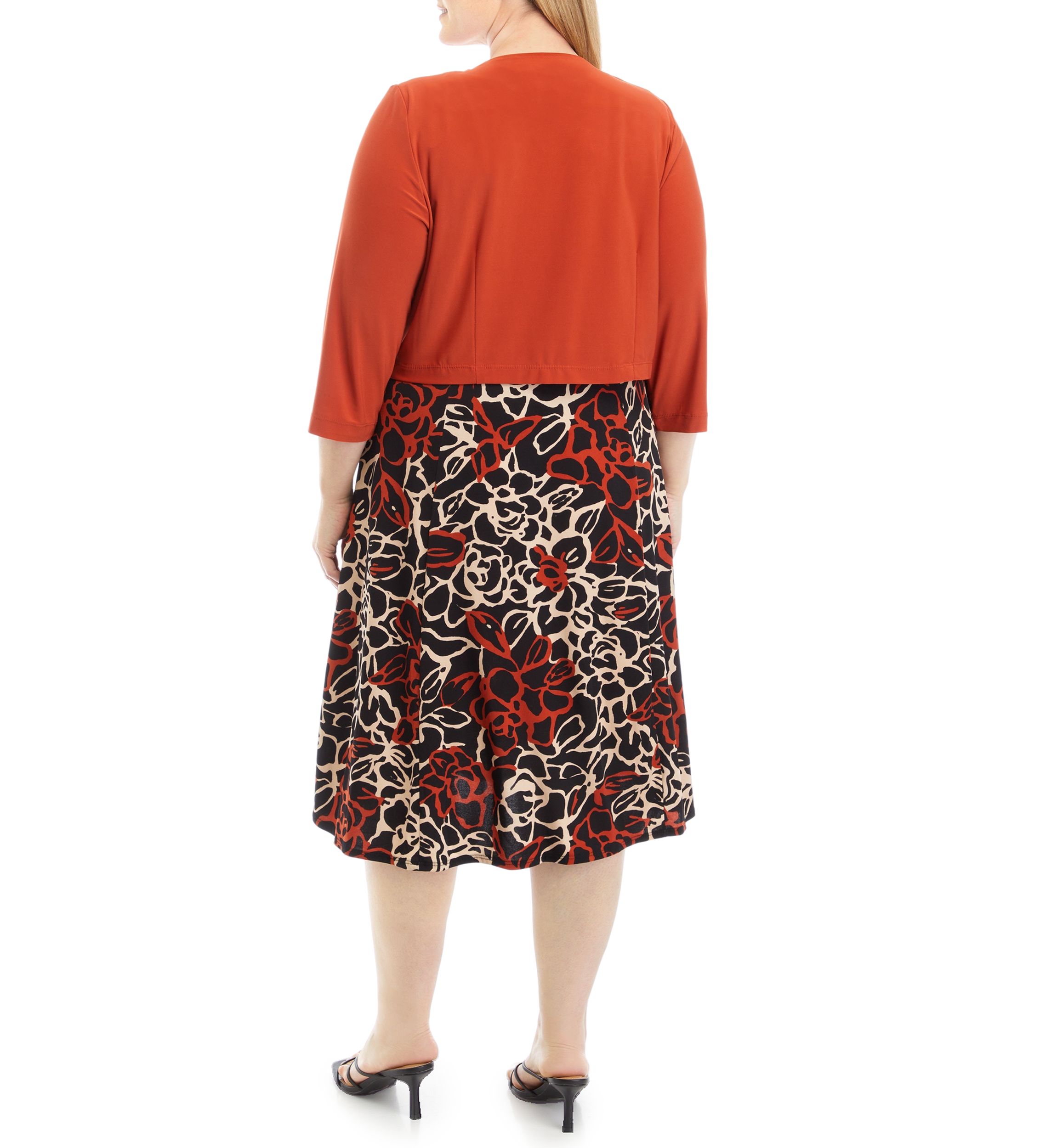 Plus Size 3/4 Sleeve Jacket Dress 