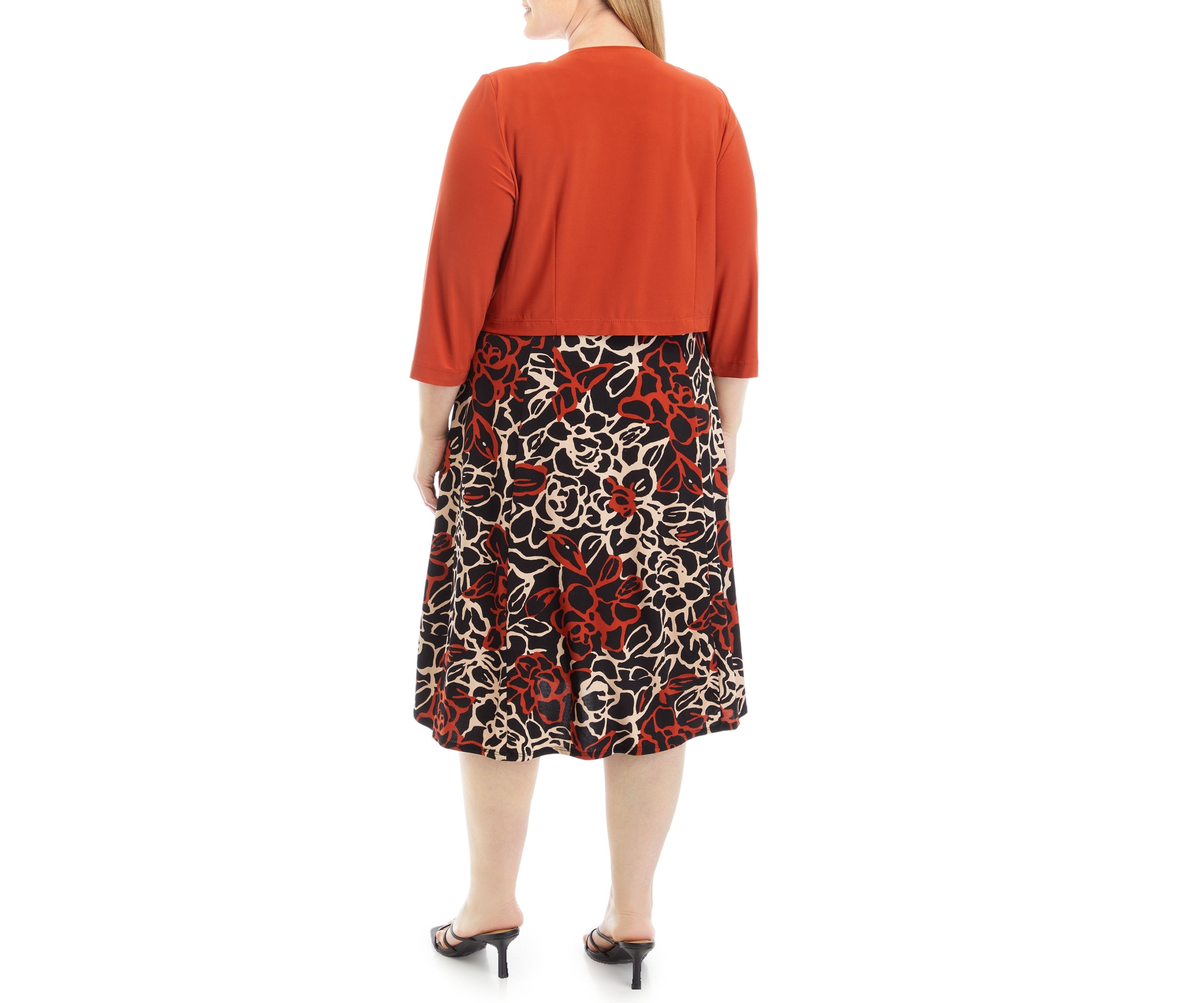 Plus Size 3/4 Sleeve Jacket Dress 