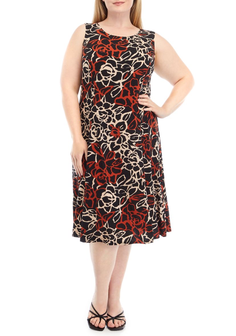Plus Size 3/4 Sleeve Jacket Dress 