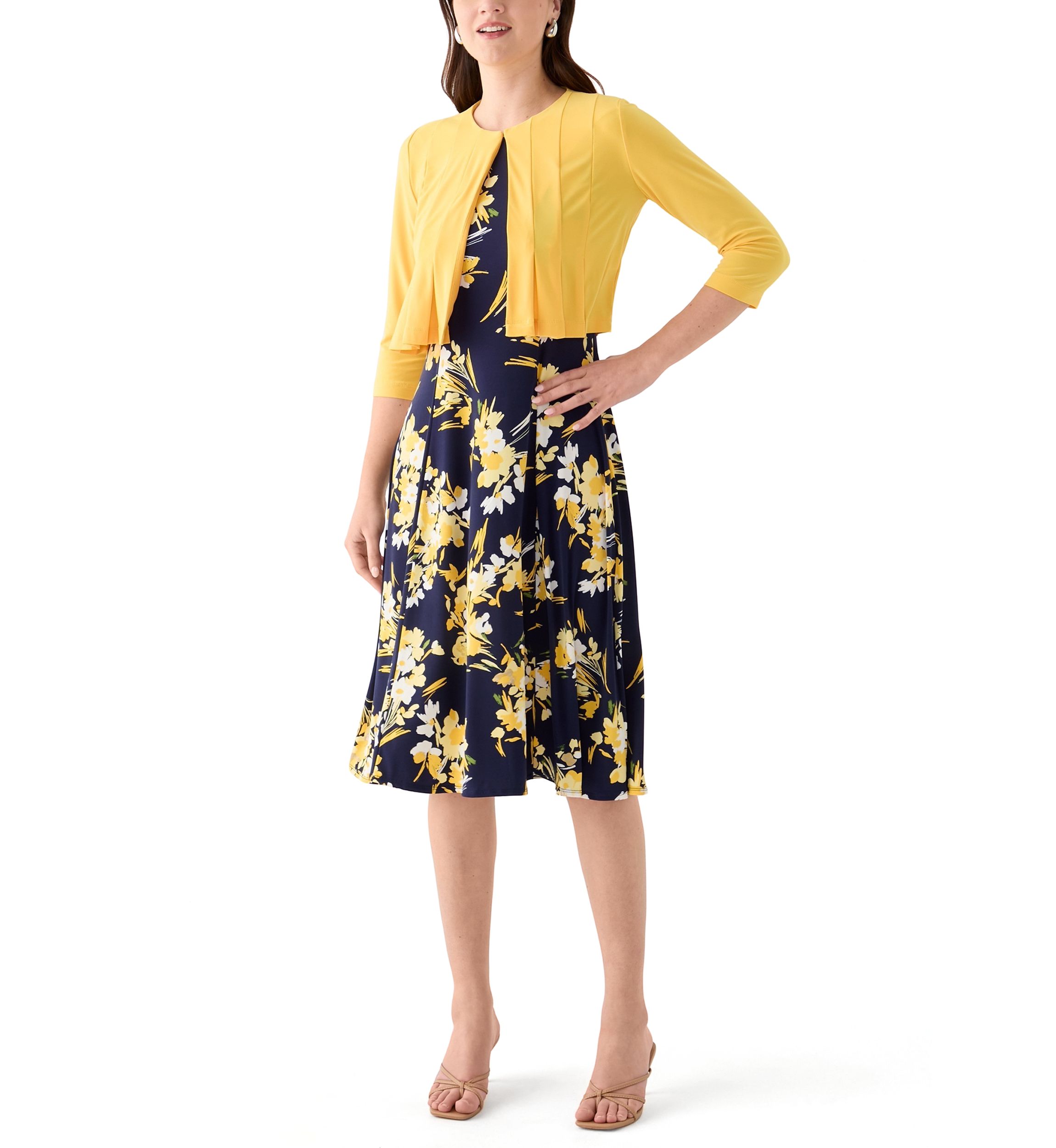 Womens Floral Dress and Jacket  Set
