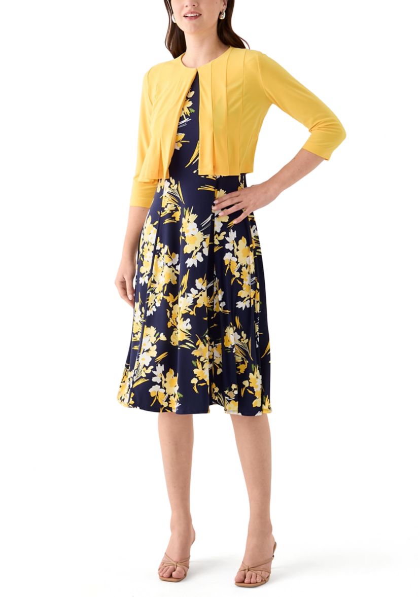 Womens Floral Dress and Jacket  Set