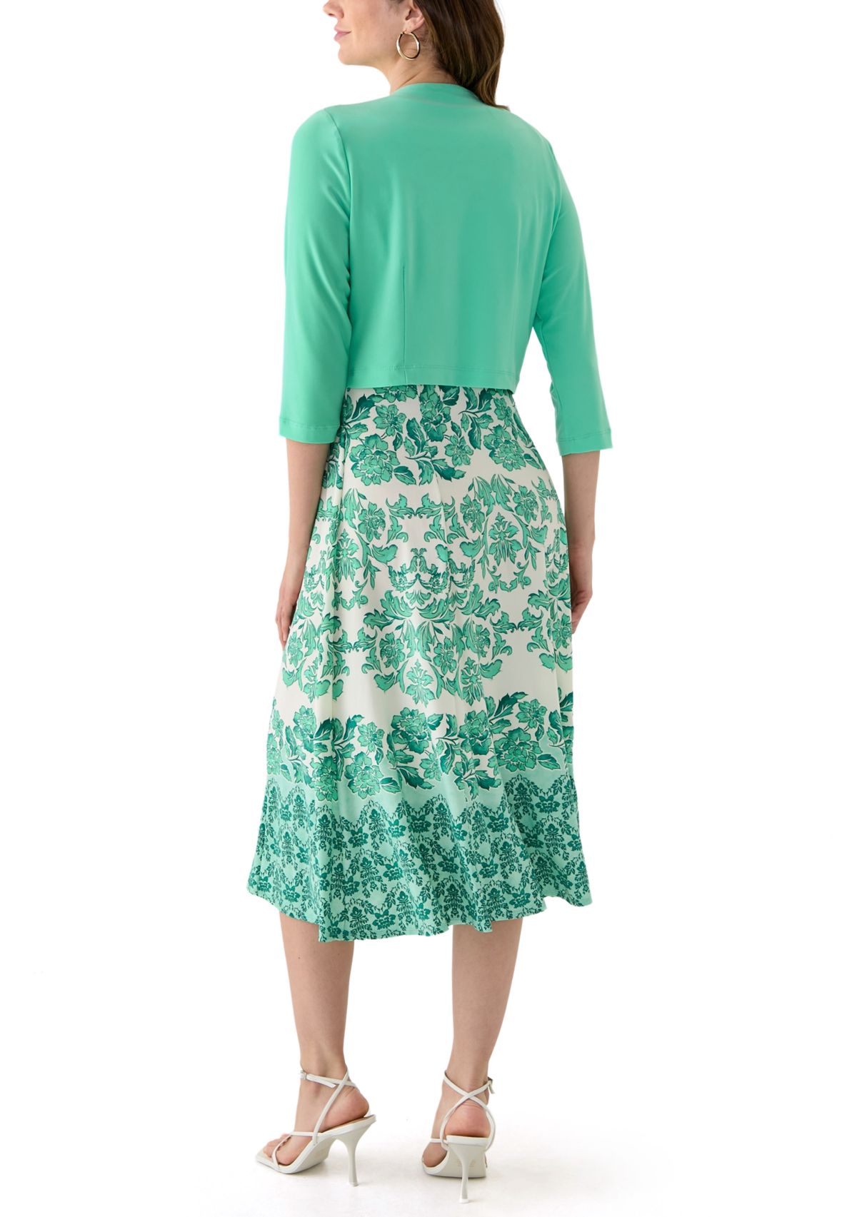 Womens Crew Neck Printed Jacket Dress