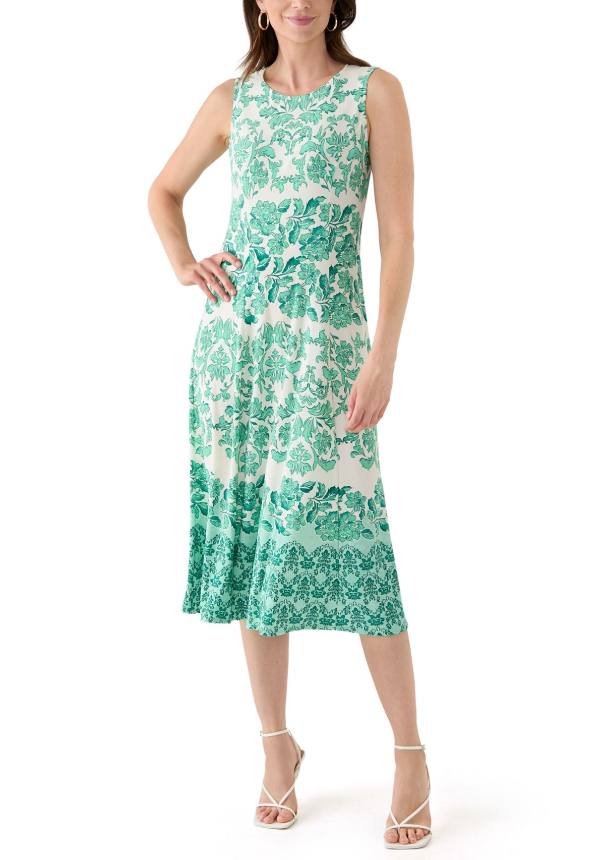 Womens Crew Neck Printed Jacket Dress