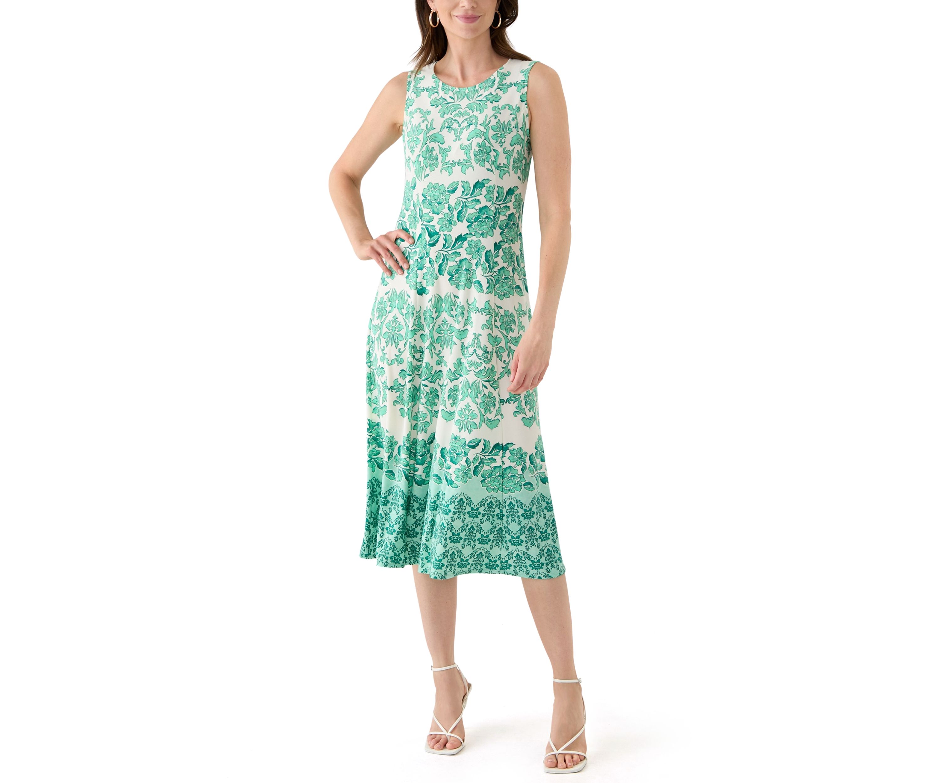 Womens Crew Neck Printed Jacket Dress
