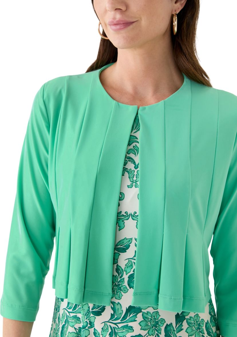 Womens Crew Neck Printed Jacket Dress