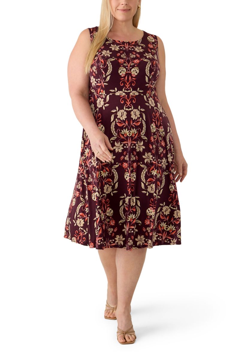 plus size cocktail dresses with jackets Julian Taylor 3/4 Sleeve Jacket and Print Midi Dress Set pfseasonalfashion_h25 Length:Medi Women's Casual Bohemian Style 42 dress length Poly