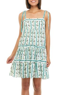 Women's Printed Tie Shoulder Dress