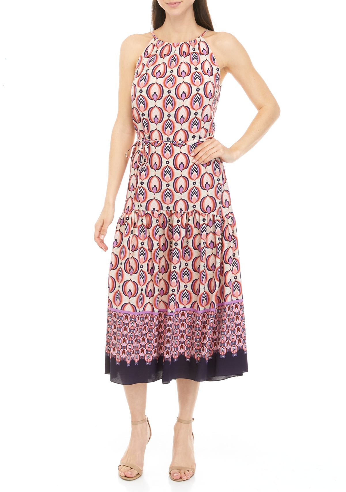 Womens Sleeveless Retro Print Dress