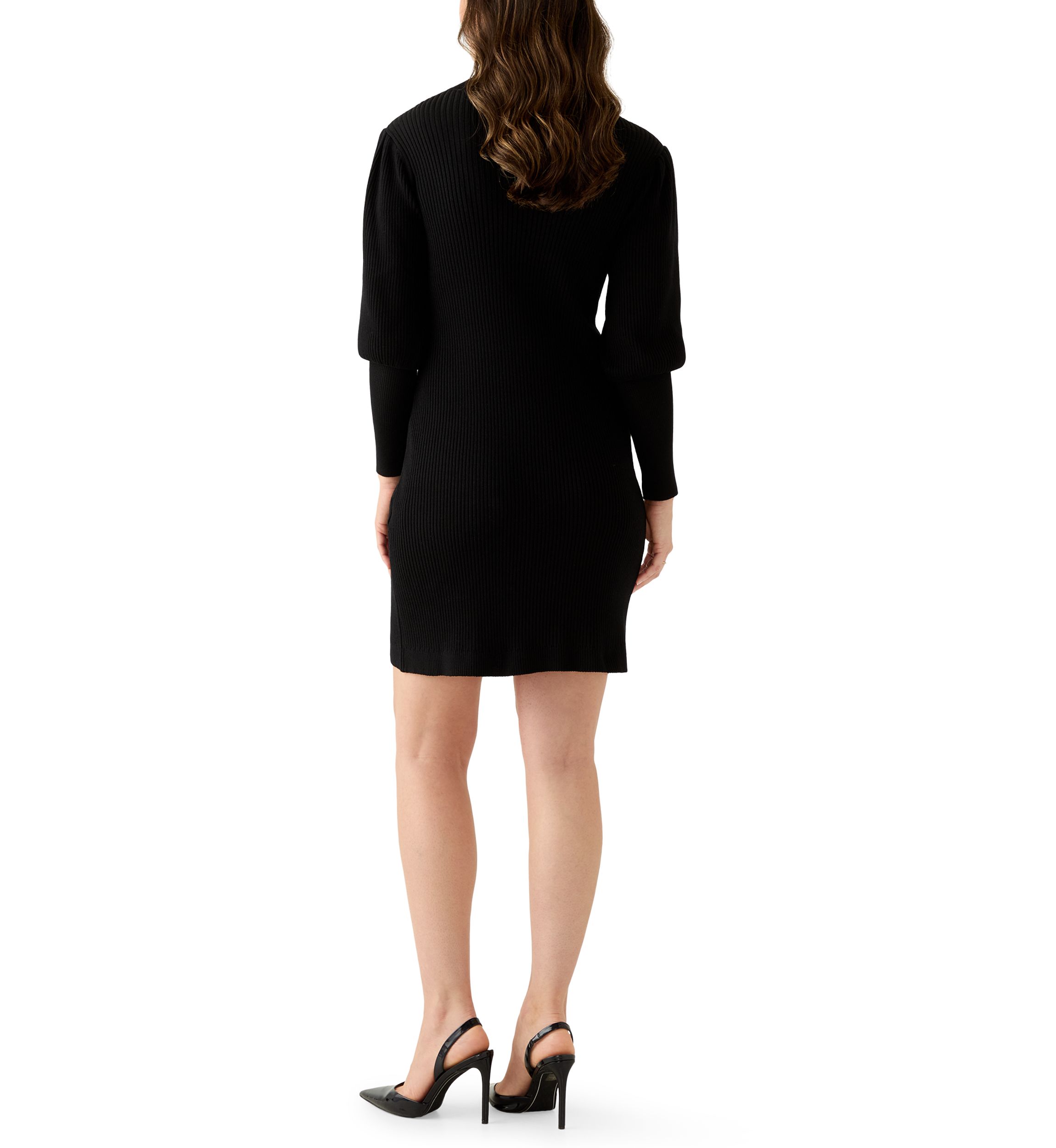 Womens Long Sleeve Mock Neck Slim Sweater Dress