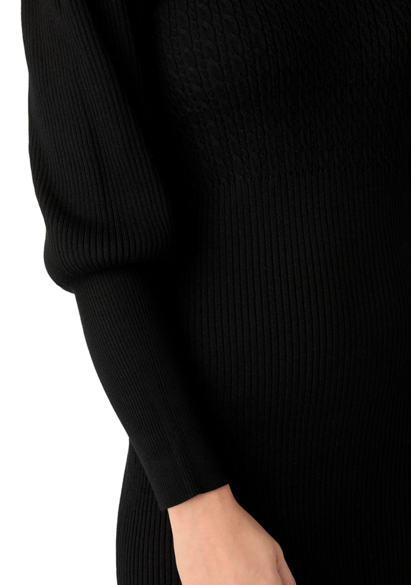 Womens Long Sleeve Mock Neck Slim Sweater Dress