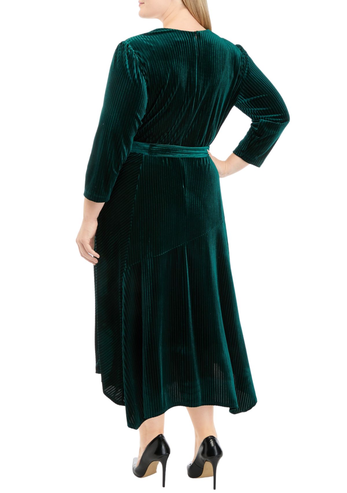 Plus Size V-Neck Wrap Velvet Dress