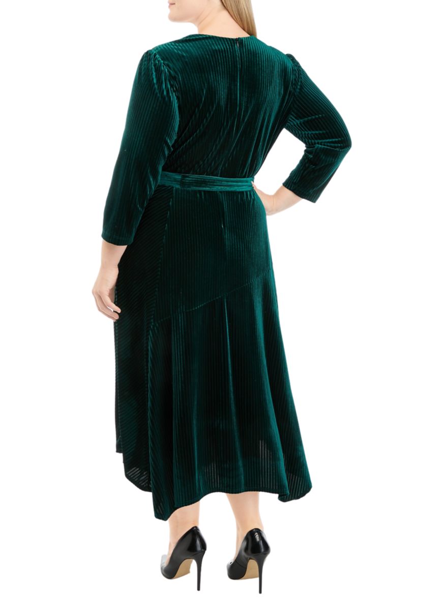 Plus Size V-Neck Wrap Velvet Dress