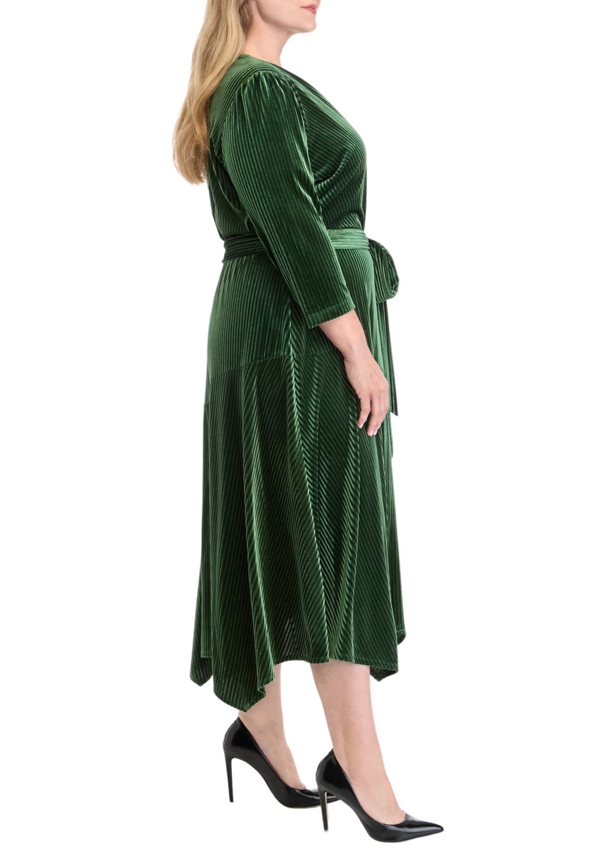 Plus Size V-Neck Wrap Velvet Dress