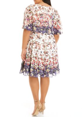 Danny & nicole short sleeve outlet lace floral fit & flare dress