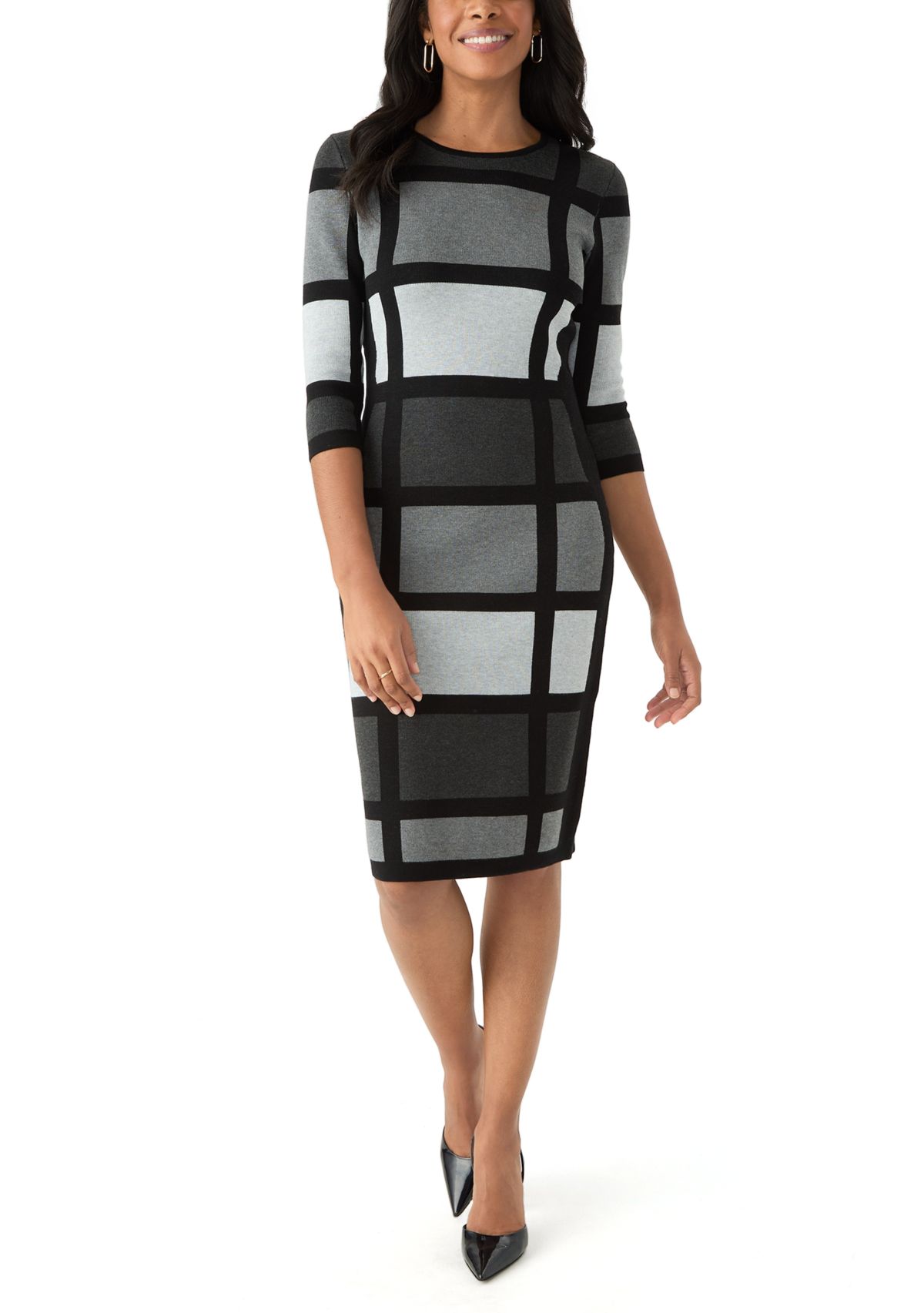 Womens Geo Printed Knit Sheath Dress