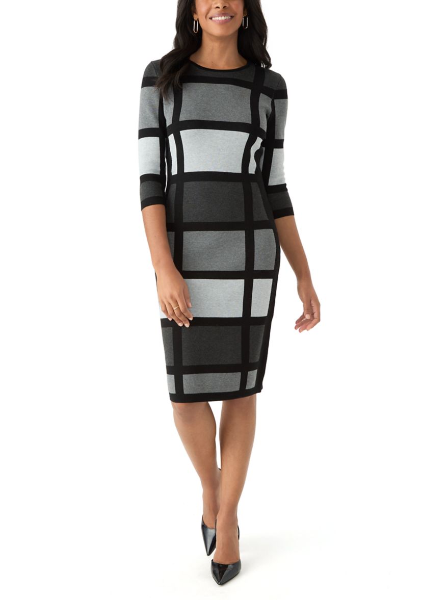 Womens Geo Printed Knit Sheath Dress