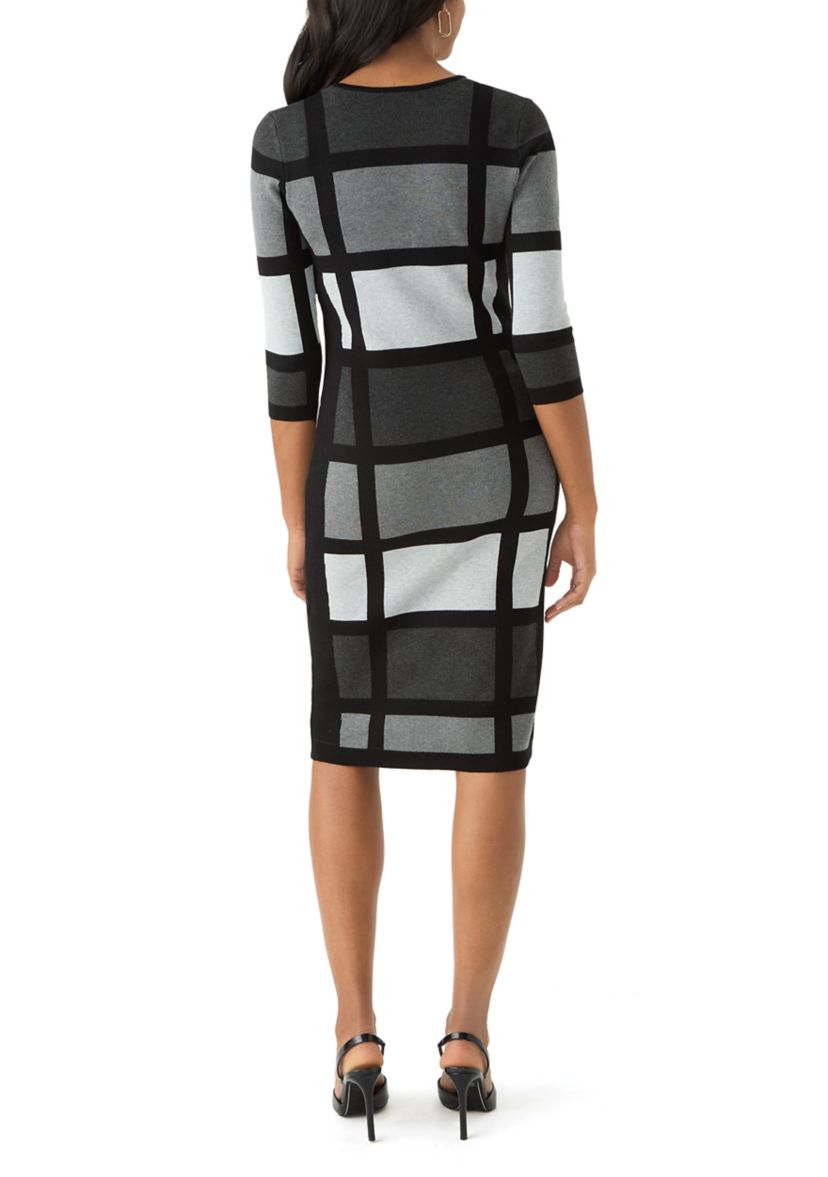 Womens Geo Printed Knit Sheath Dress