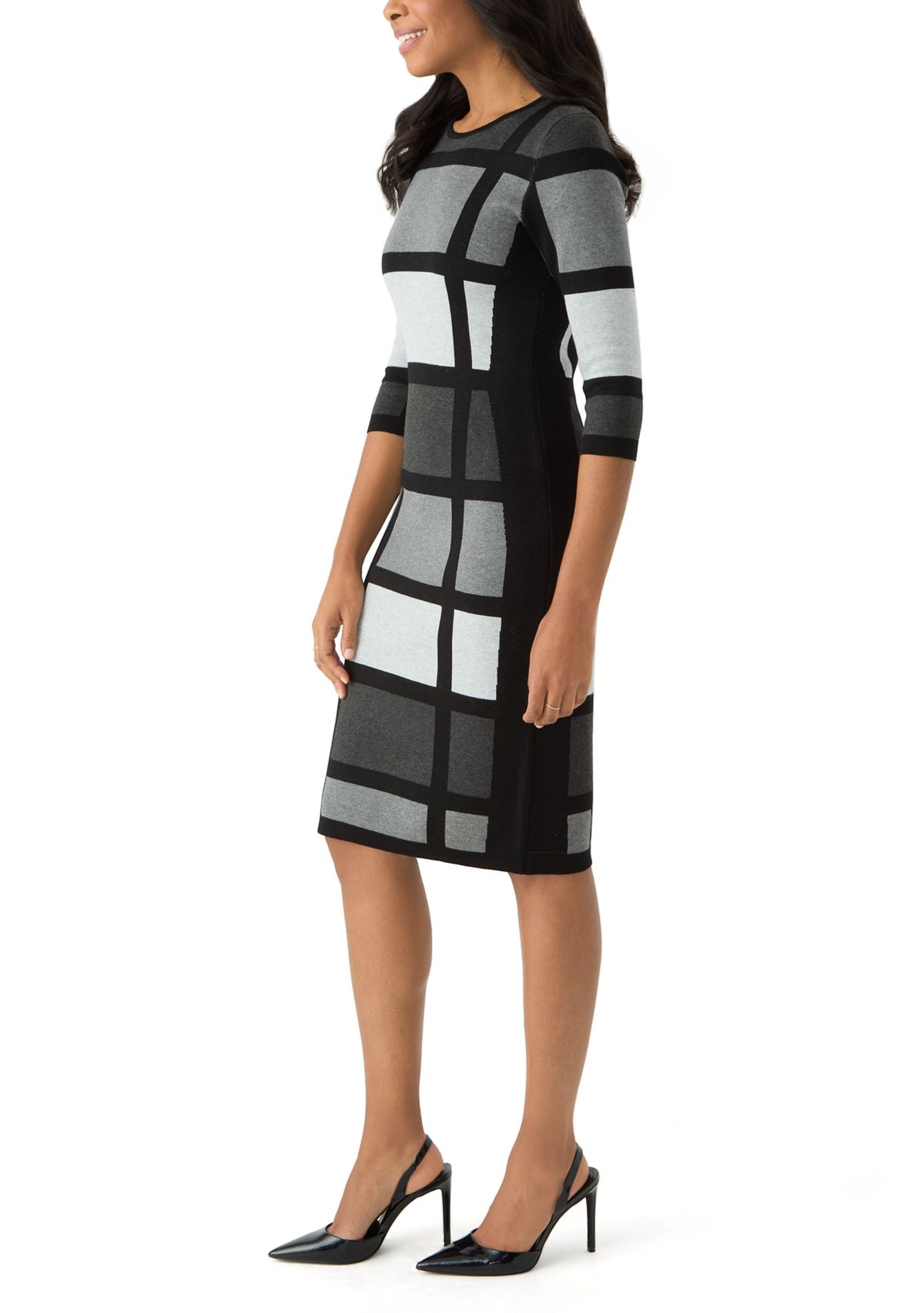 Womens Geo Printed Knit Sheath Dress