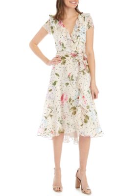 Gabby Skye Short Sleeve Chiffon Faux Wrap Dress | belk