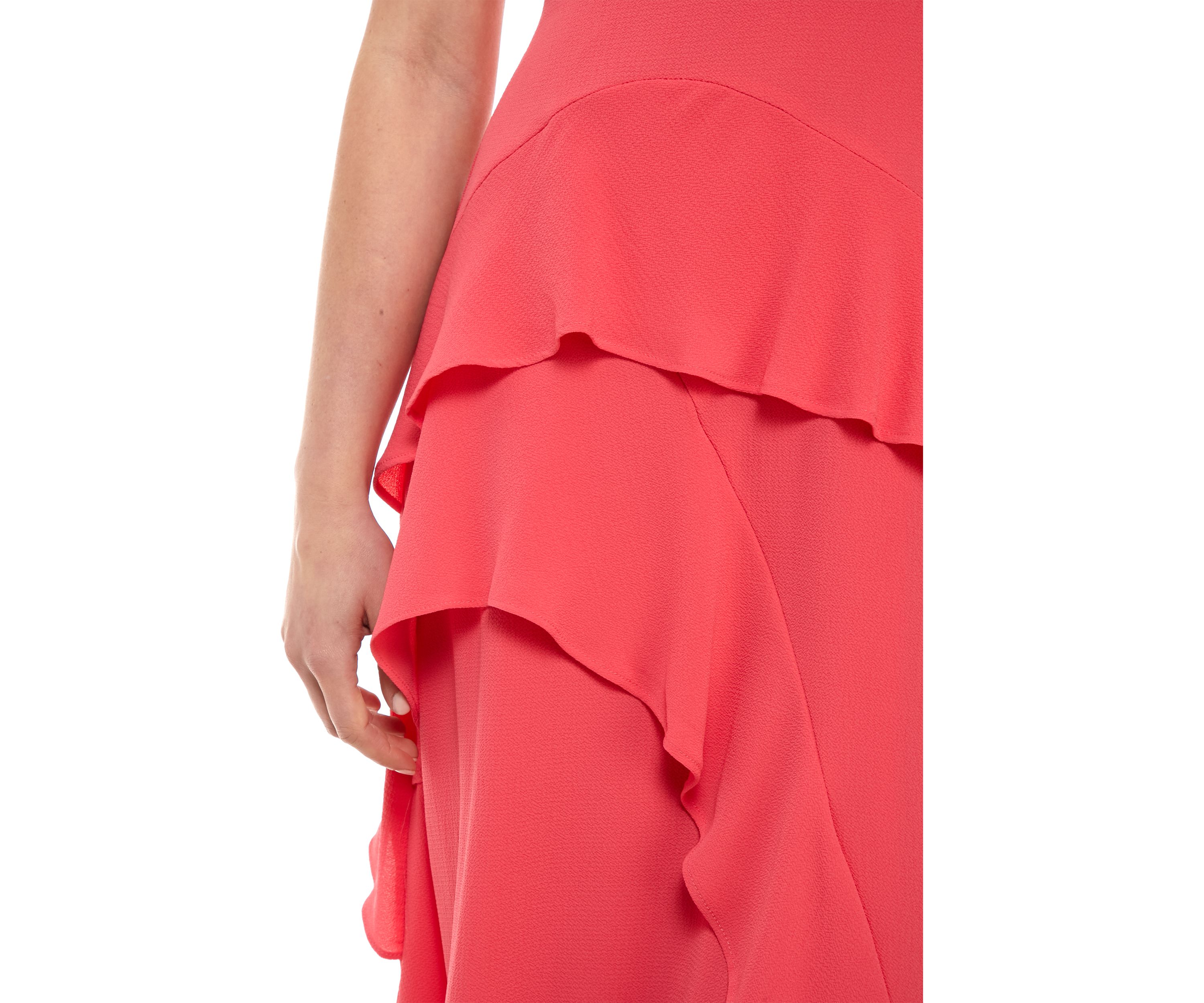 Womens Sleeveless Asymmetrical Crepe Dress