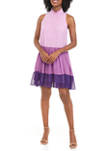 Womens Sleeveless Color Block Babydoll Dress