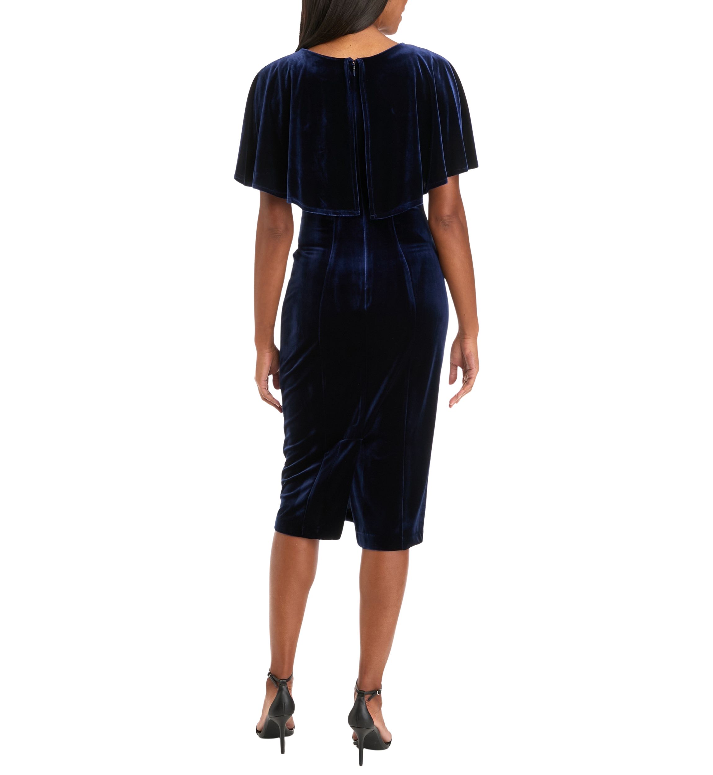 Womens Crew Neck Solid Velvet Sheath Dress