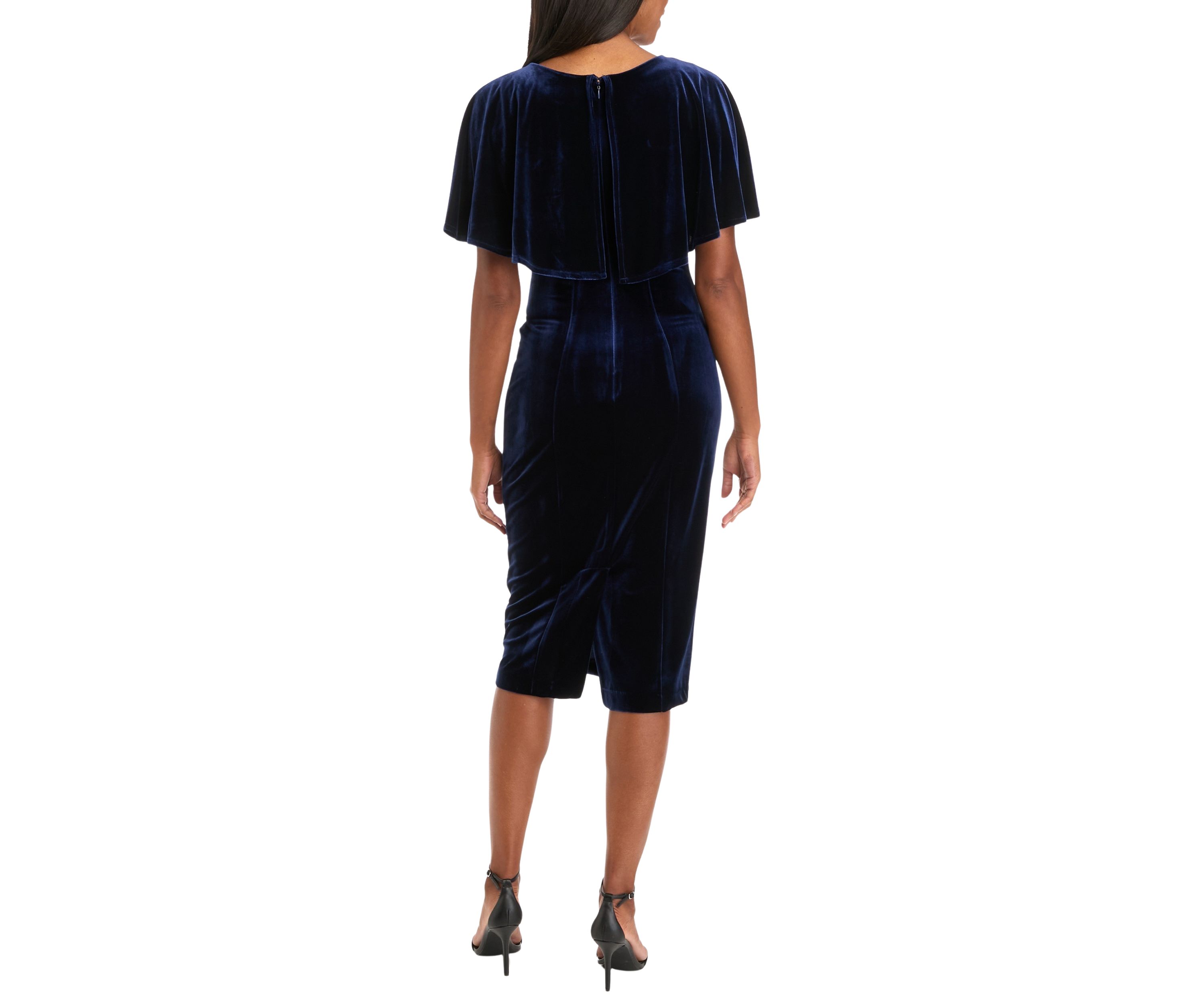 Womens Crew Neck Solid Velvet Sheath Dress