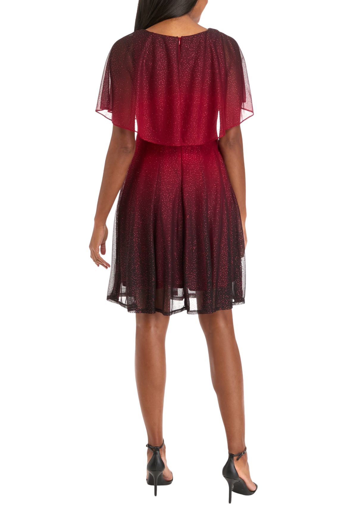 Womens Sleeveless Cape Fit and Flare Dress