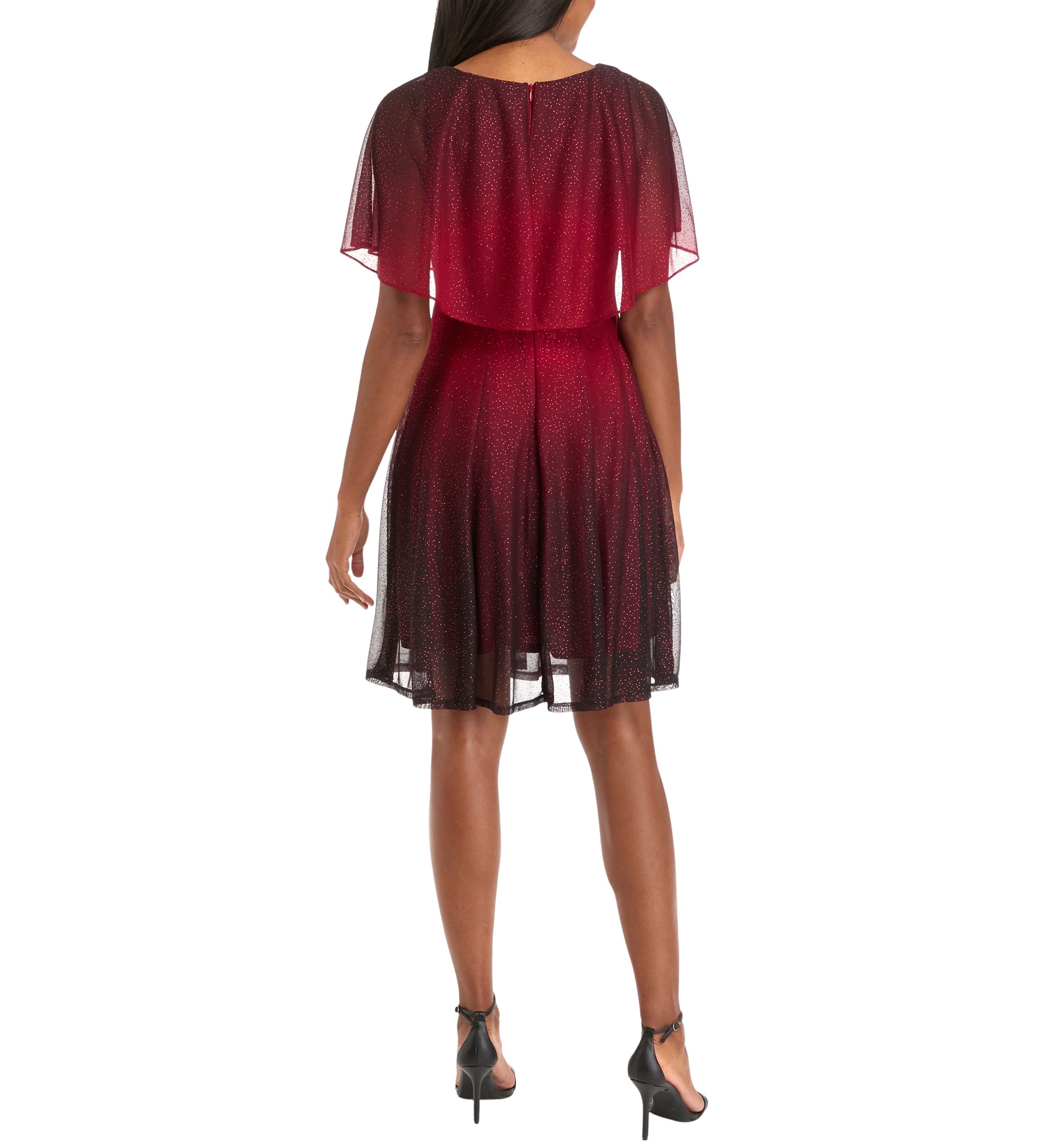 Womens Sleeveless Cape Fit and Flare Dress
