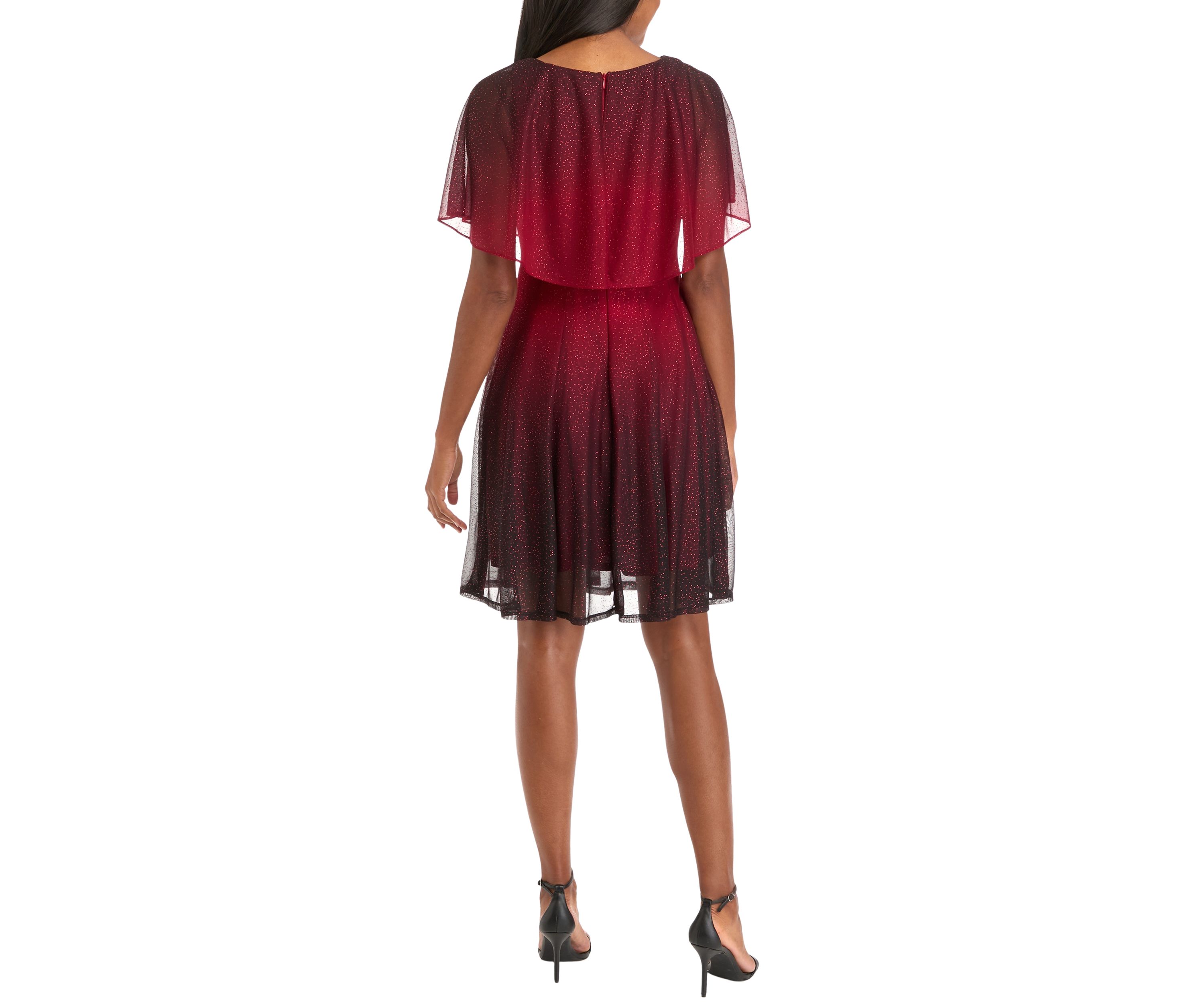 Womens Sleeveless Cape Fit and Flare Dress