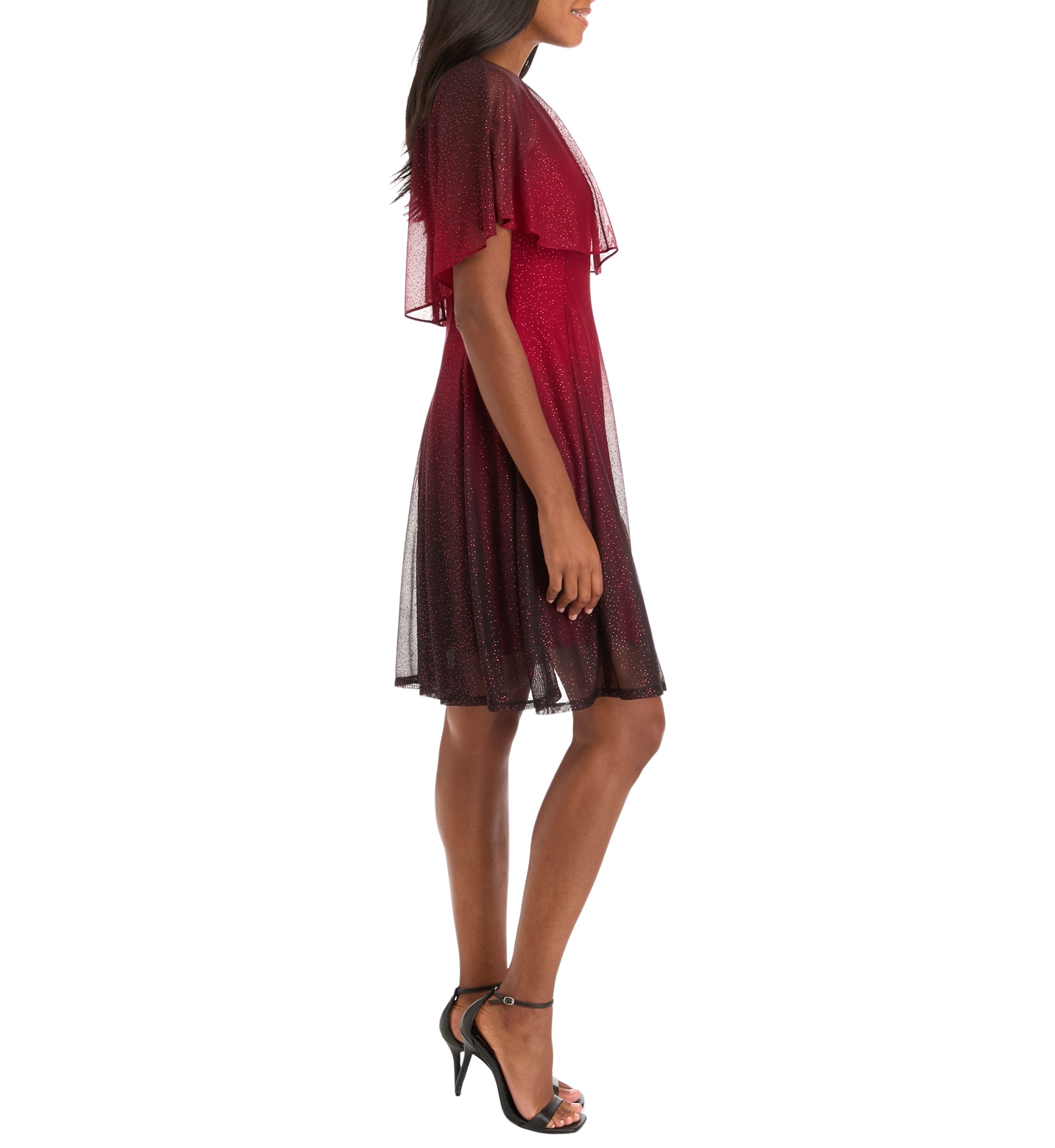 Womens Sleeveless Cape Fit and Flare Dress