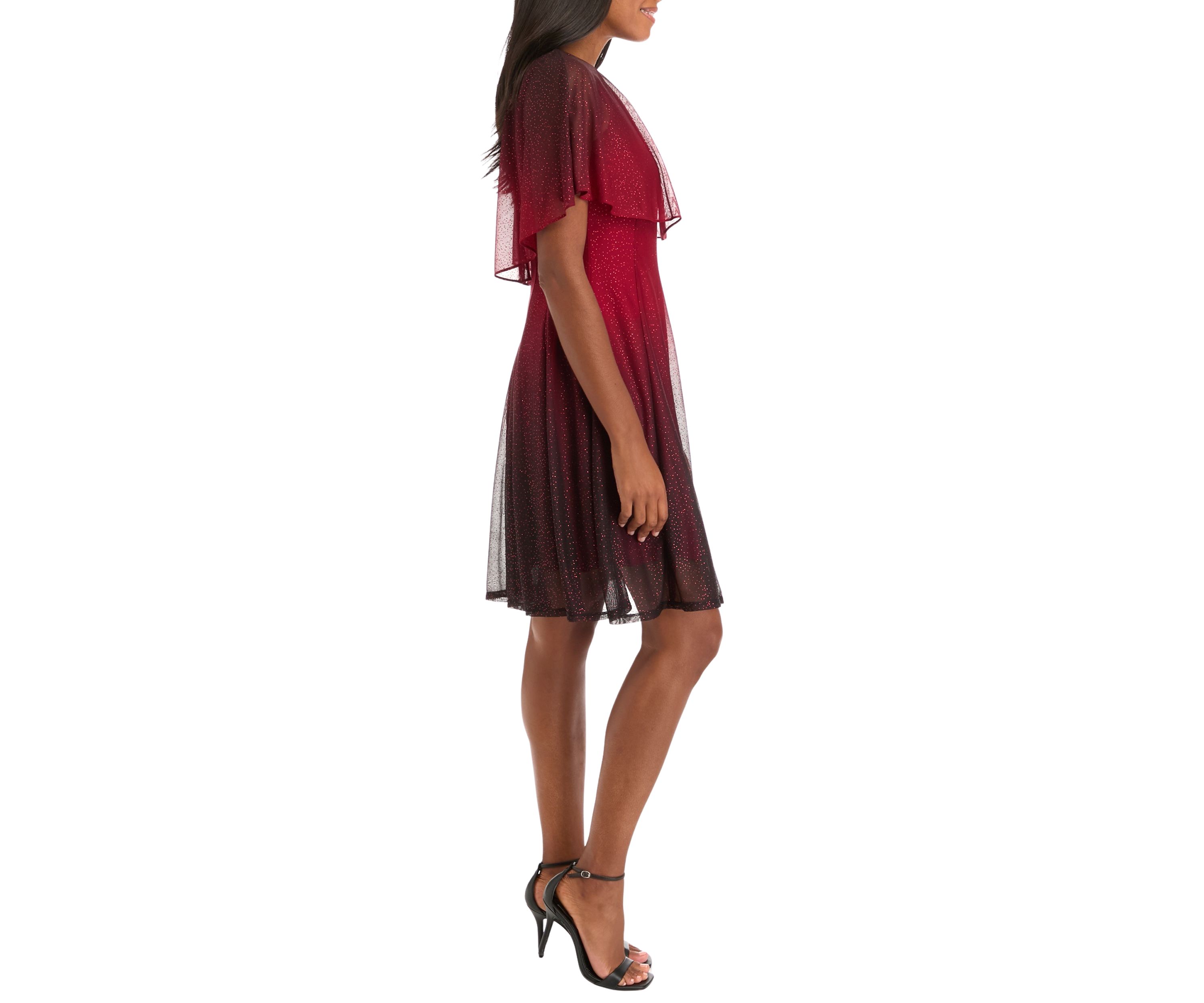 Womens Sleeveless Cape Fit and Flare Dress