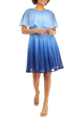 Gabby Skye Occasion Women's Crew Neck Glitter Knit Capelet Midi