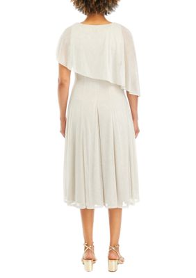 Women's Glitter Knit Popover Midi Dress